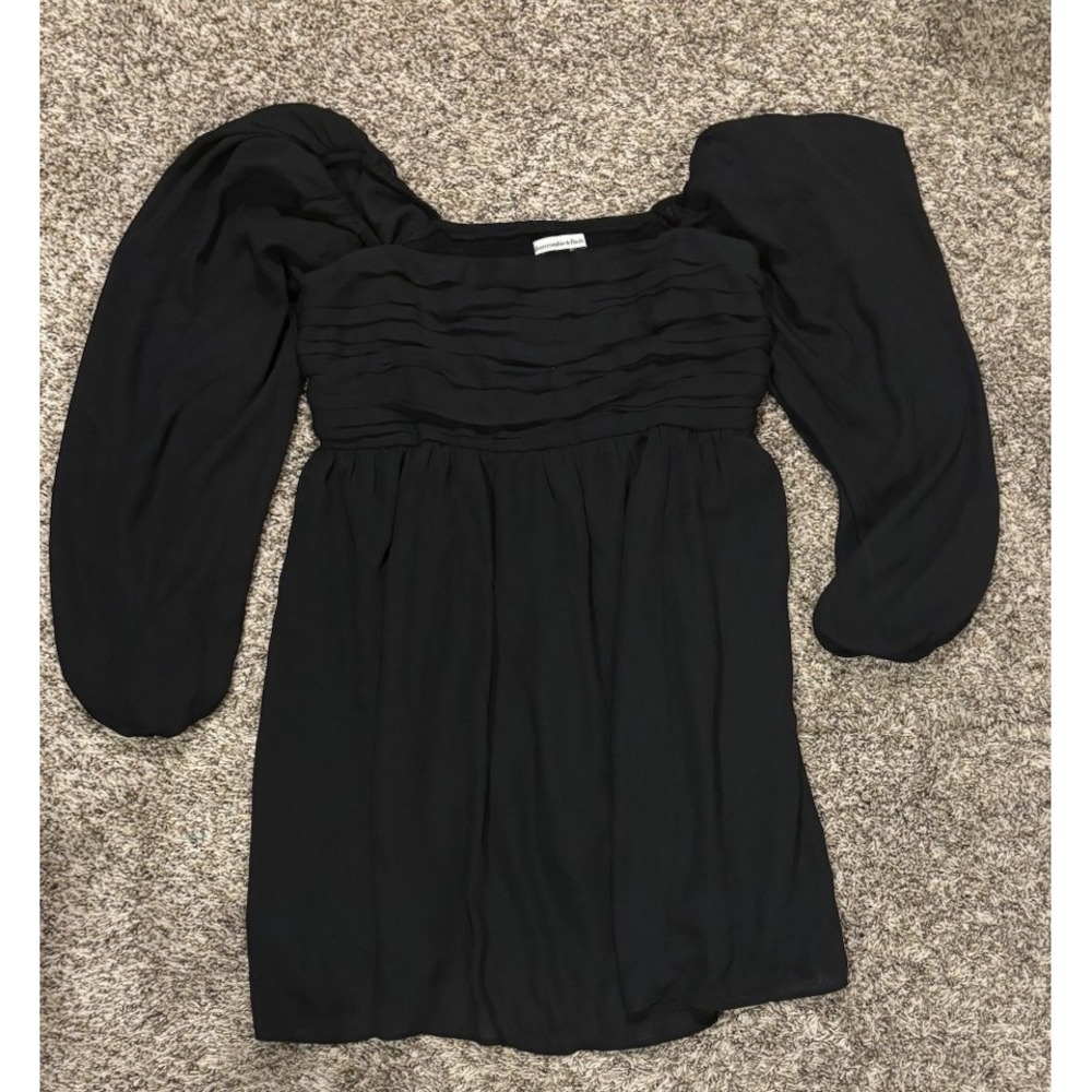 Abercrombie & Fitch Black Emerson Satin Long Sleeve Mini Dress Women’s LP